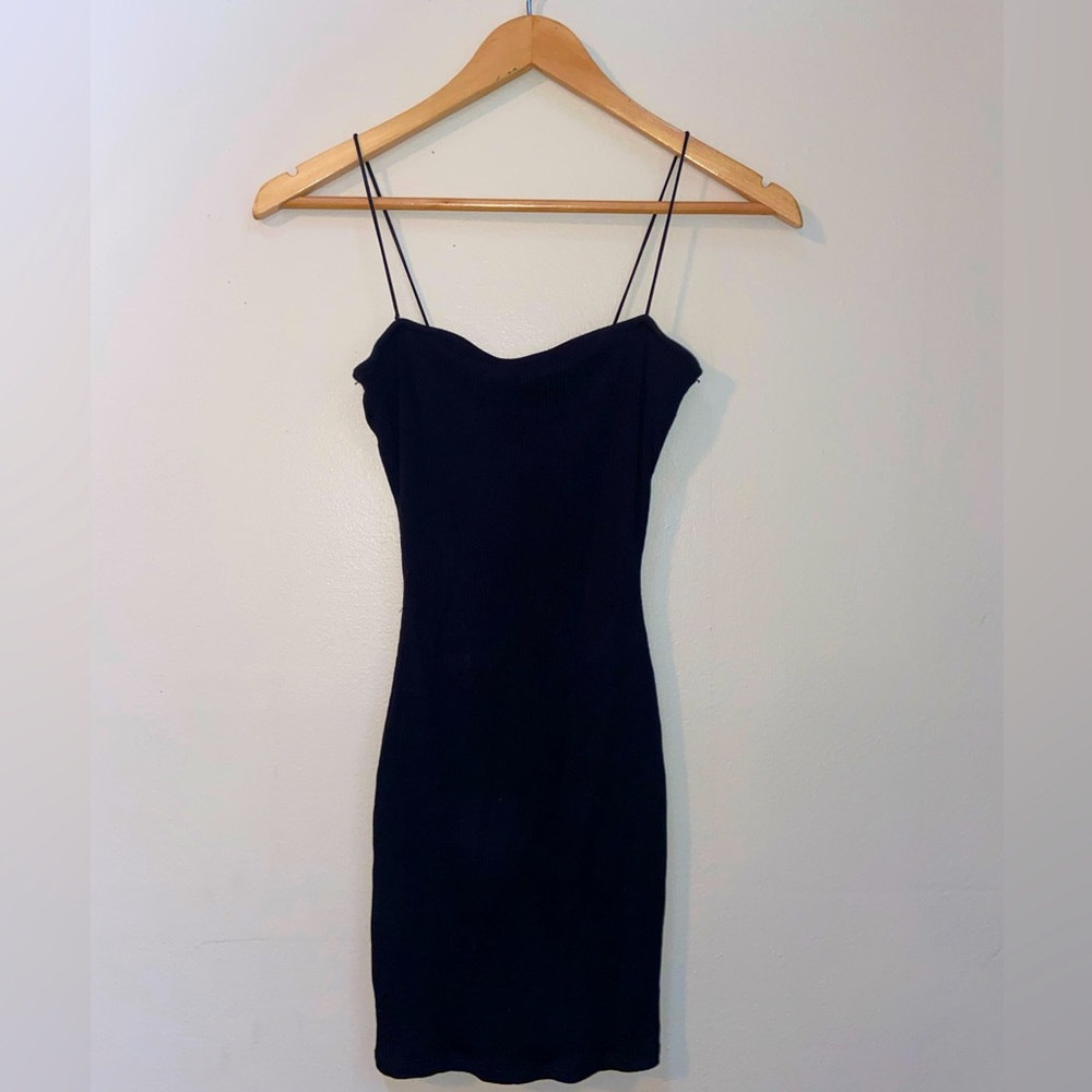 Black mini dress.